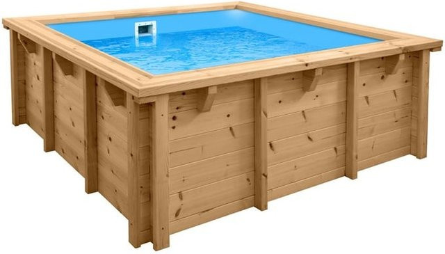 Interhiva Pool Java Rechteck aus Holz in Braun Premium Set mit Filteranlage 4,0m3 B/T/H: 210 x 210 x 78 cm - Bild 1