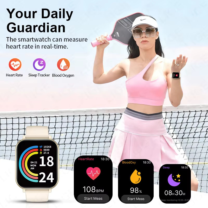 LIGE Smartwatch mit 1,83 Zoll HD-Display für Damen und Herren mit Gesundheitsüberwachung, Bluetooth-Anruf und wasserdichtem Gehäuse für Android und iOS - Bild 5