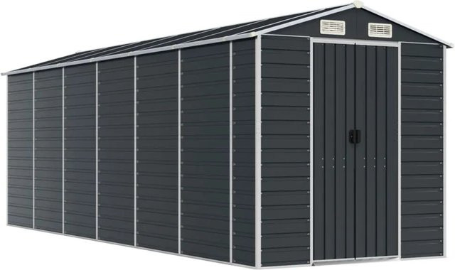 vidaXL Gerätehaus aus verzinktem Stahl in Anthrazit mit Schrägdach, B/T/H: 555 x 191 x 198 cm - Bild 1