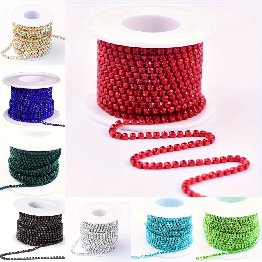 Strass Kette in Schwarz und Multicolour für Kleidung und DIY-Projekte, 10 Yards pro Rolle - Bild 2