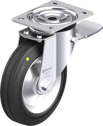 Blickle Lenkrolle L-V 182R-ST-EL mit Feststeller in Schwarz und Silber, Rad-Durchmesser: 180 mm, Tragfähigkeit: 170 kg - Bild 1