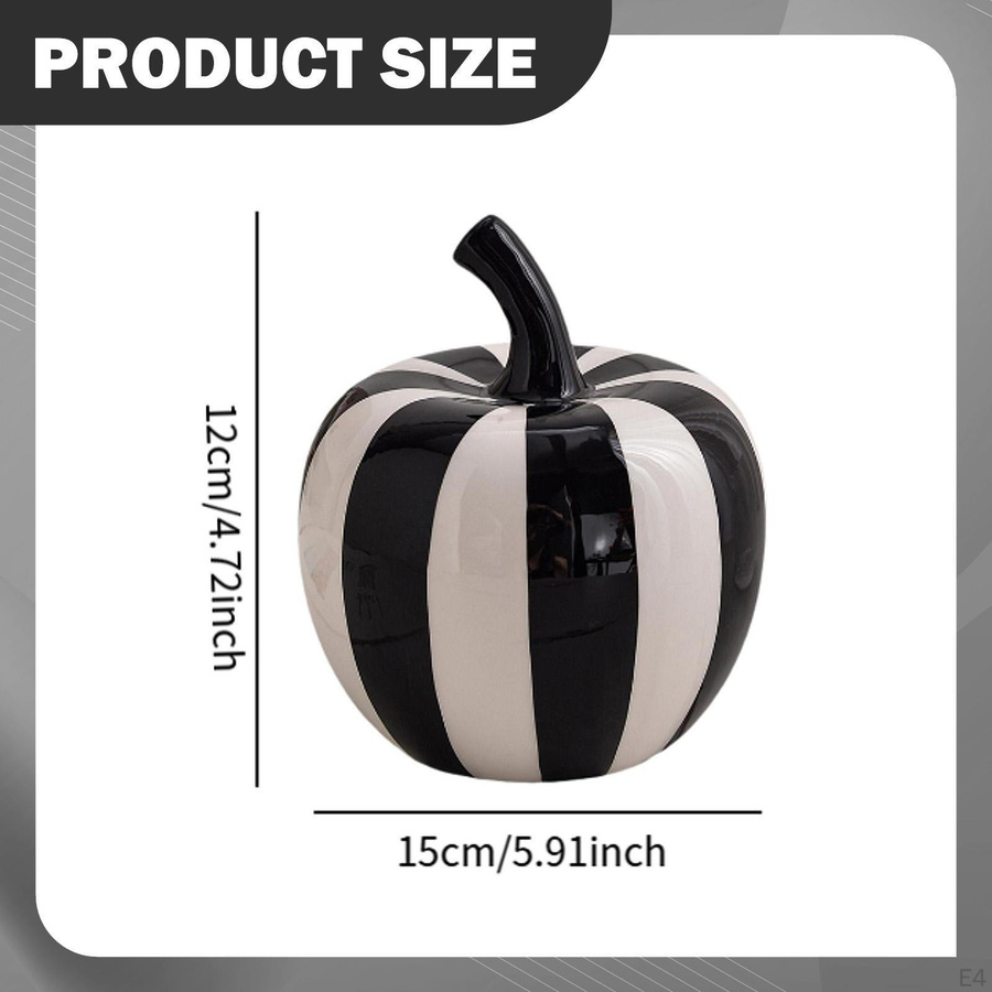 Moderne Keramik Obstfigur von SunshineTek in Schwarz-Weiß Gestreift als dekorative Skulptur für deinen Schreibtisch, Höhe: 15 cm, Breite: 12 cm - Bild 3