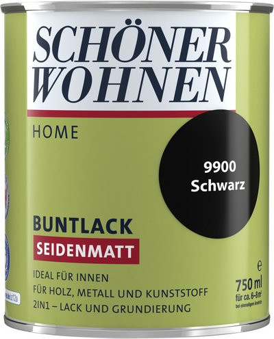 Schöner Wohnen DurAcryl Buntlack für Holz, schwarz, seidenmatt, 0,75 l - Bild 1