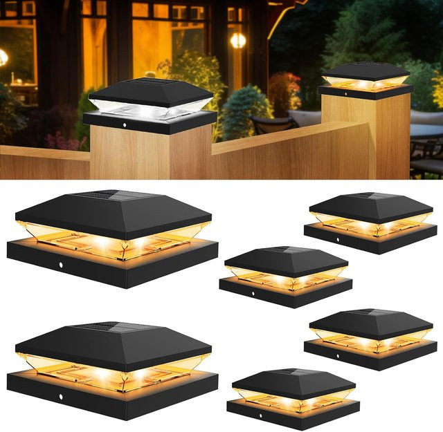 Crepow Solar LED Zaunleuchten Set mit integrierter LED, IP65 wasserdicht, 2 Stück - Bild 1