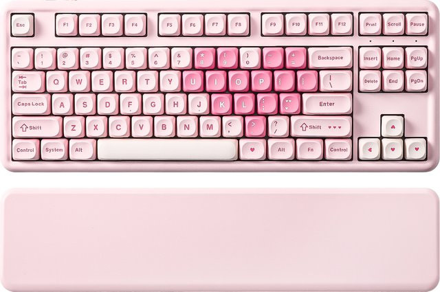 YUNZII B87 Mechanische Gaming-Tastatur in Rosa mit QMK/VIA Custom Gasket Design, kabellose RGB-Tastatur inklusive Handgelenkauflage für Win/Mac - Bild 1