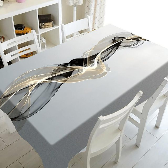 Moderne Tischdecke von JMG Household Supplies mit künstlerischem Bandmuster in Grau aus Polyester, B/B: 145 x 200 cm - Bild 1