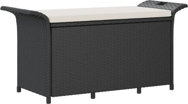 furnicato Gartenbank aus Poly Rattan mit Kissen in Schwarz, B/T/H: 116 x 46 x 57 cm - Bild 1