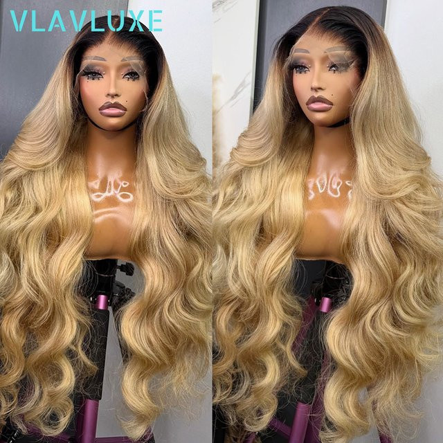 VLAVLUXE Ombre Lockige Perücke, 30 Zoll, 100 % Echthaar, HD Lace Front - Bild 1