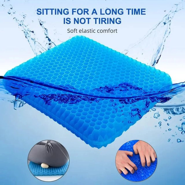 Atmungsaktives Auto Gel Sitzkissen mit 3D Wabenstruktur und Eis-Seide Effekt in Blau - Bild 1
