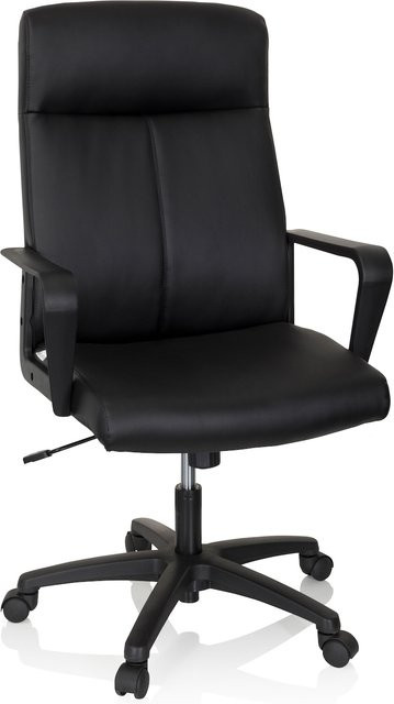 hjh OFFICE Profi Chefsessel LISSO in Mattschwarz aus Kunstleder mit Armlehnen - Bild 1
