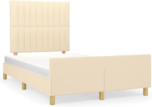 vidaXL Bettgestell mit Kopfteil in Beige aus Stoff, Modell 71395688, B/T/H: 118 x 126 x 203 cm - Bild 1