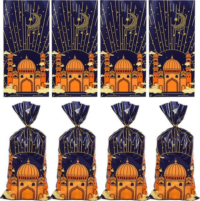 50 Stück Eid Mubarak Geschenkbeutel aus Kunststoff für Süßigkeiten und Cookies zur Ramadan Kareem Dekoration - Bild 1