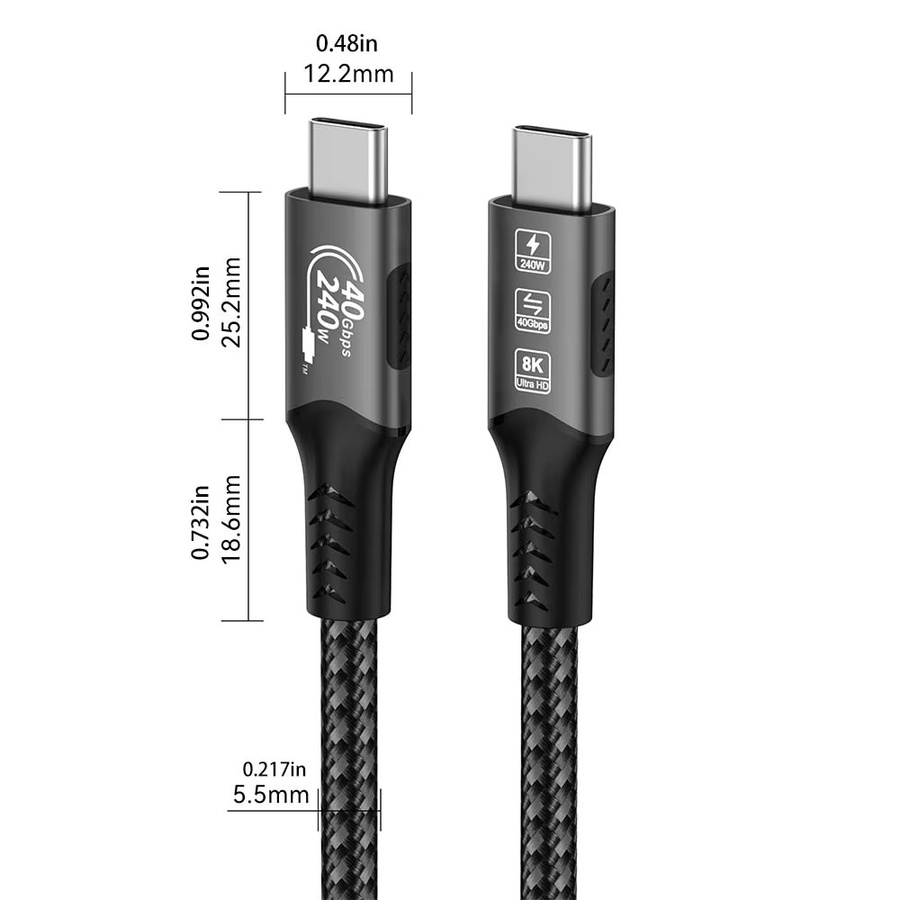 FDBOY USB4 Kabel für Thunderbolt 4 mit 40 Gbit/s, 240 W Schnellladung und 8K@60 Hz Displayunterstützung, Schwarz - Bild 3