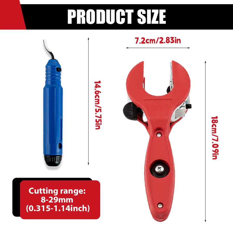 2-in-1 Ratschen-Rohrschneider für Kupfer, Aluminium und PVC, Schneidebereich 8–29 mm (5/16 bis 1-1/8 Zoll), manuelles Heimwerker-Schneidwerkzeug mit optionalem Entgratwerkzeug - Bild 4