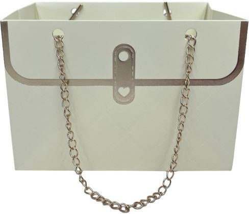Void Studio Blumenpapier-Geschenkbox mit Metallkette in Beige für Blumenstrauß-Aufbewahrung und Geschenkverpackung - Bild 1