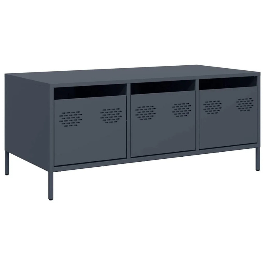vidaXL Couchtisch in Anthrazit aus kaltgewalztem Stahl im Industrie-Stil, B/T/H: 101,5 x 50 x 43,5 cm - Bild 2