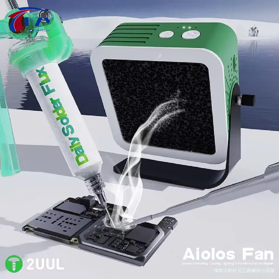2UUL Alolos Mini Wartungsventilator in Grün für Rauchabzug, Kühlung und Fülllicht bei Desktop-Reparaturen - Bild 2