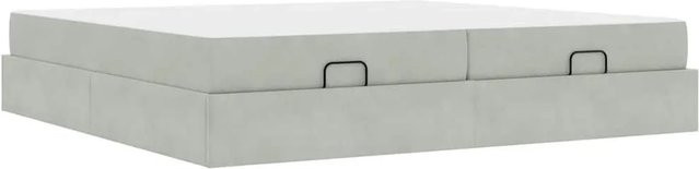 vidaXL Bettgestell mit Schubladen aus Samt in Hellgrau, B/T/H: 200 x 200 x 43,5 cm - Bild 1