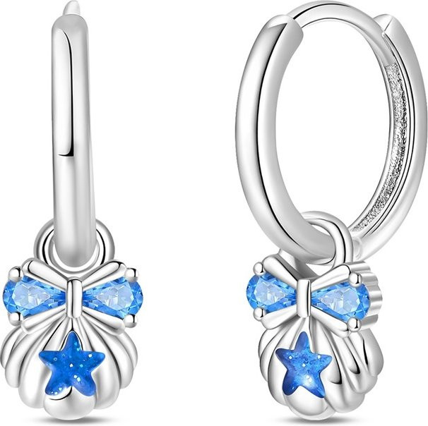 Ohrringe 925 Sterling Silber, Schleifenknoten-Muschel, CZ-Zirkon, Damen - Bild 1