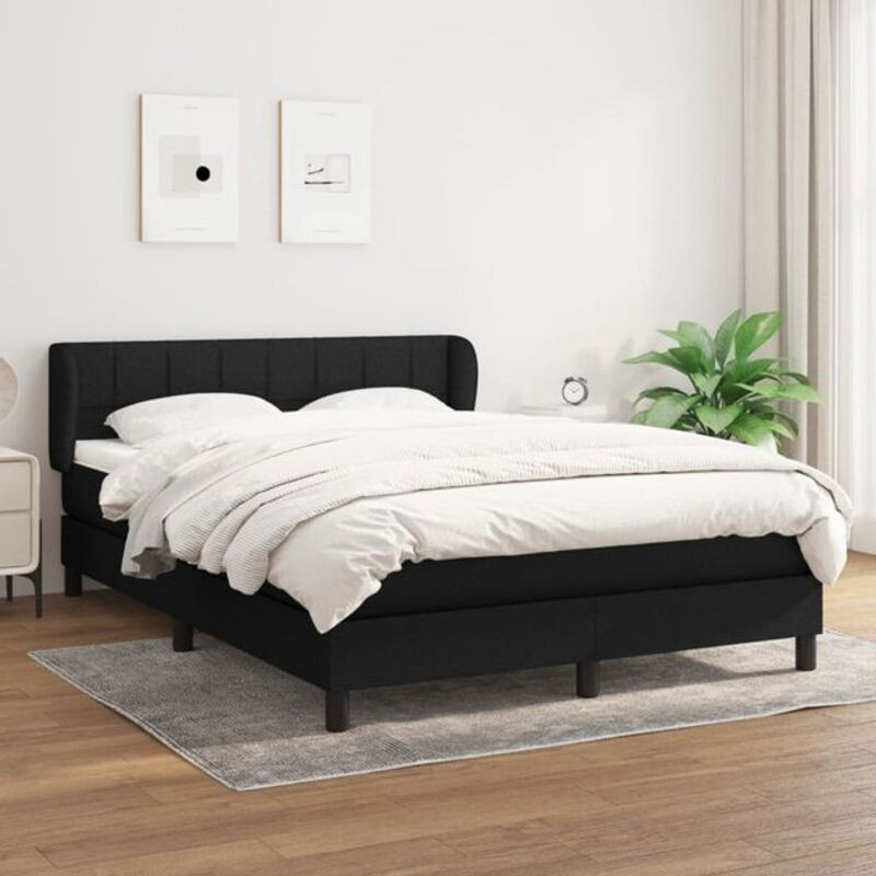 vidaxl Boxspringbett mit Matratze aus Stoff in Schwarz, B/T/H: 140 x 190 x 78 cm - Bild 1