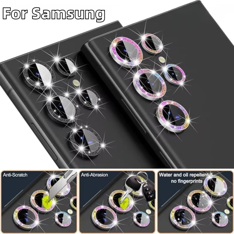 Diamant-Linsenschutz für Samsung Galaxy S26 Ultra, S25 Plus, S24+ und S23 Ultra Kameraobjektivring in Schwarz mit glänzender Objektivkappe - Bild 3