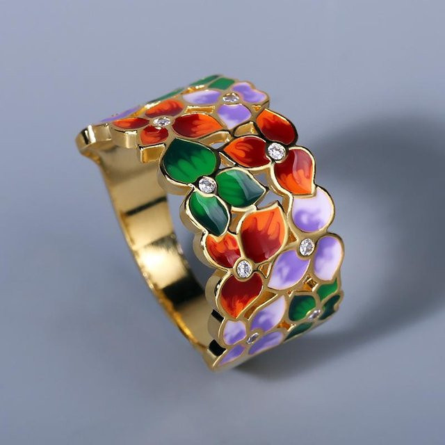 YIRAN Ring, Blumen, Schmetterling, Marienkäfer, Strass, Unisex - Bild 1