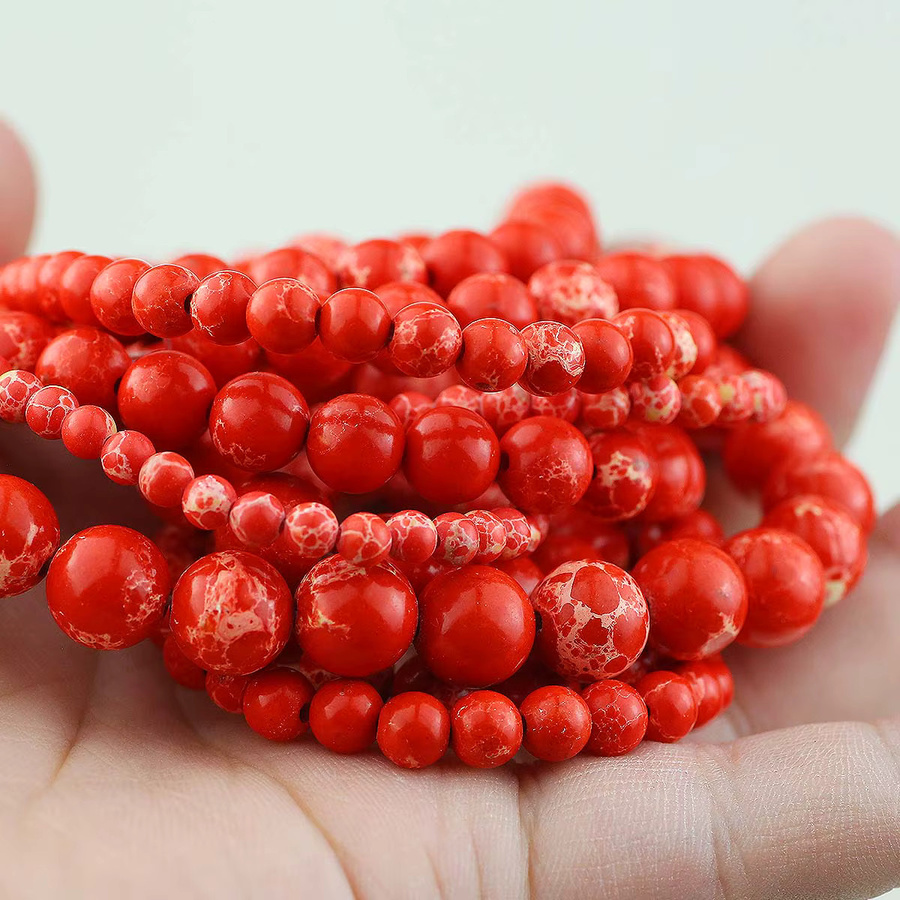 JHNBY Perlen, Rote Imperial Türkis, Naturstein, Unisex - Bild 4