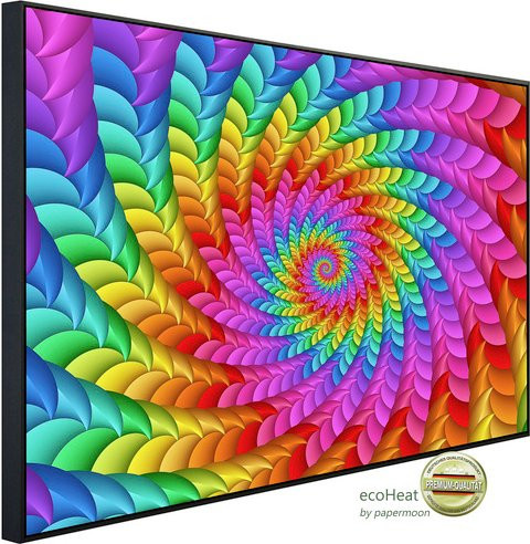 papermoon EcoHeat Infrarotheizung mit Psychedelischer Regenbogenspirale in Bunt und Matt-Effekt, App-Steuerung und Überhitzungsschutz - Bild 1