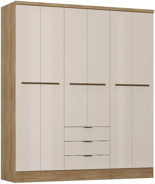Kleiderschrank Peroli in Beige mit Türen und Schubladen B: 180 cm, T: 46,5 cm, H: 206 cm - Bild 1