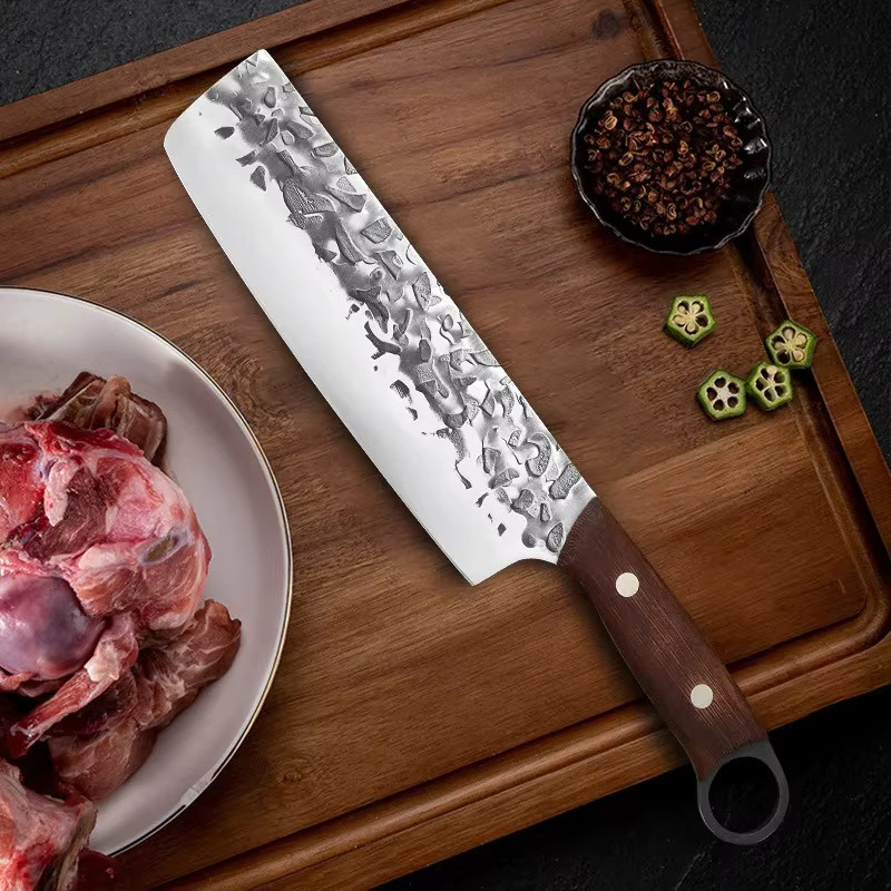 GuanQi Fleischmesser Cleaver aus Edelstahl mit Holzgriff in Silber - Bild 3