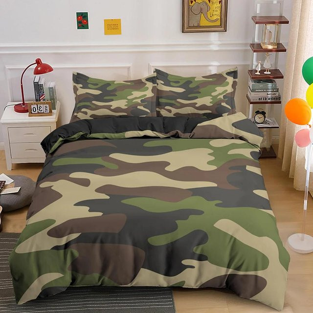 Camouflage Bettwäsche Set Your Warm Home für Kinder und Teenager, Abstraktes Design in Grün/Multicolor, 3-teilig aus Polyester, B/H: 240 x 220 cm - Bild 1