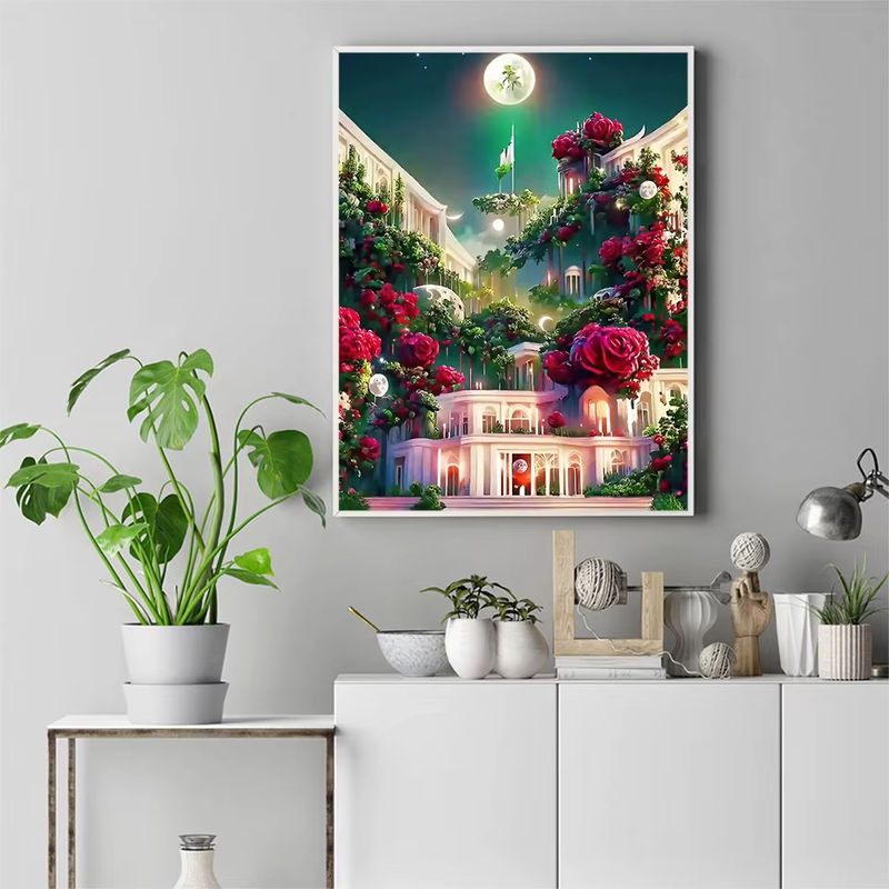 EverShine Diamantmosaik DIY Set Landschaft Schloss im Fantasiewald, Mehrfarbig, B/H: 40 x 30 cm - Bild 3