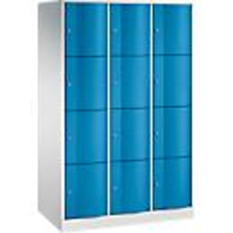 C+P Schließfachschrank Resisto mit 3 Abteilen und 12 Fächern, Stahl, Lichtgrau/Lichtblau, B: 114,8 cm, T: 64,0 cm, H: 195,0 cm - Bild 3