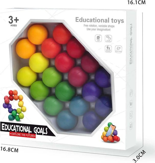 Binchi Fidget Spielzeug 3D Puzzle Ball, Endlos Verdreht und Gedreht, Flexible Gelenke - Bild 1