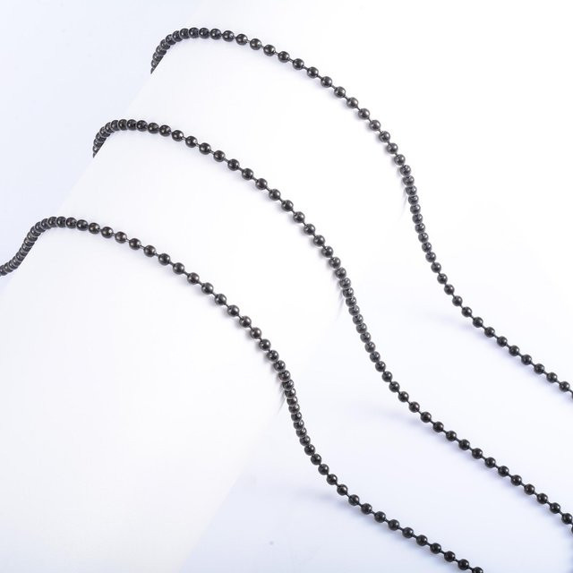 Perlenkette Edelstahl, Schwarz Beschichtet, Rolo, 66cm, Unisex - Bild 1