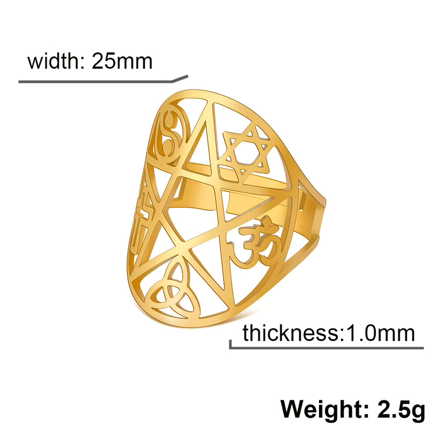 LIKGREAT Ringe, Pentagramm, verstellbar, Gold, Damen - Bild 3