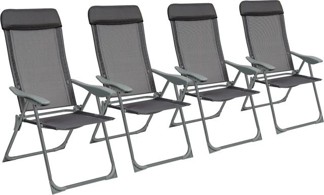 tectake 4er Set Aluminium Gartenstühle klappbar mit Textilene Sitzfläche und Armlehnen in Anthrazit B/T/H: 73 x 59 x 110 cm - Bild 2