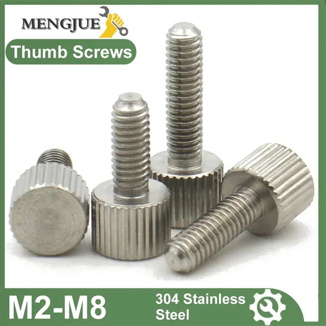 MENGJUE Rändelschrauben aus Edelstahl A2-70, Farbe Silber, Material Edelstahl 304 - Bild 1