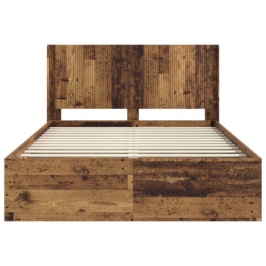 vidaXL Bettgestell mit Stauraum und Kopfteil in Holzoptik, Braun, B/T/H: 120 x 200 cm - Bild 4