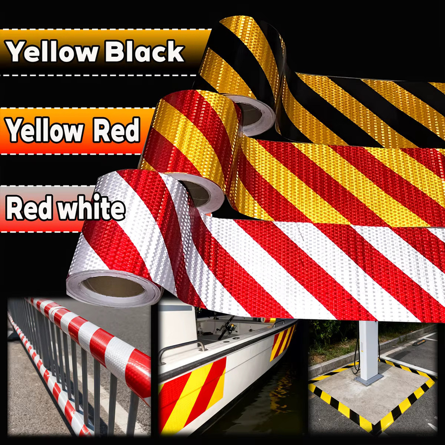 Reflektierendes Twill-Klebeband als selbstklebender Sicherheitswarnaufsticker in Rot und Gelb - Bild 3
