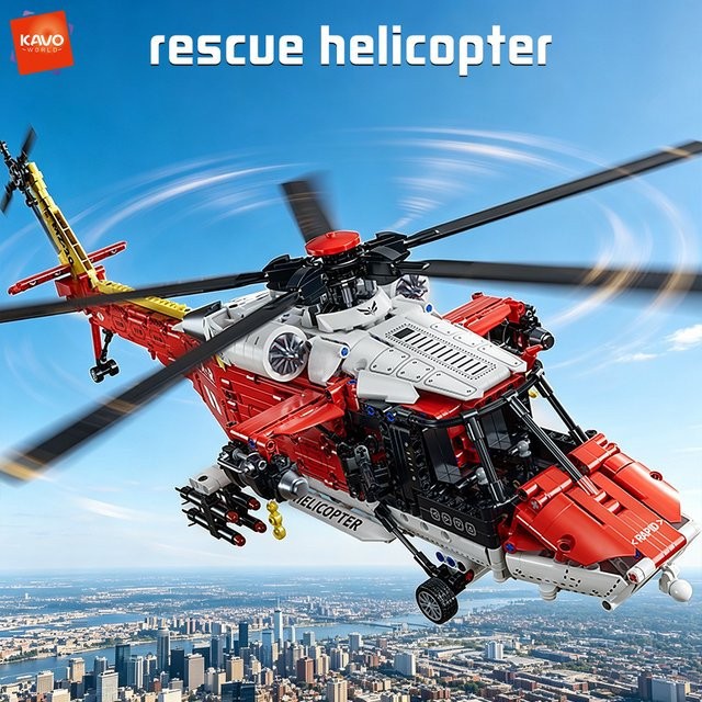 KAVOWORLD Rettungshubschrauber, Bausteine, Militärflugzeug-Modell - Bild 1