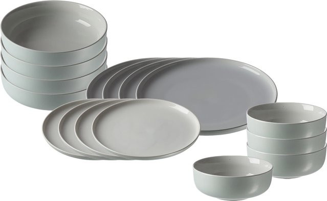 Ritzenhoff & Breker Jasper Dinner-Set aus Keramik in Weiß, 16-teilig - Bild 1