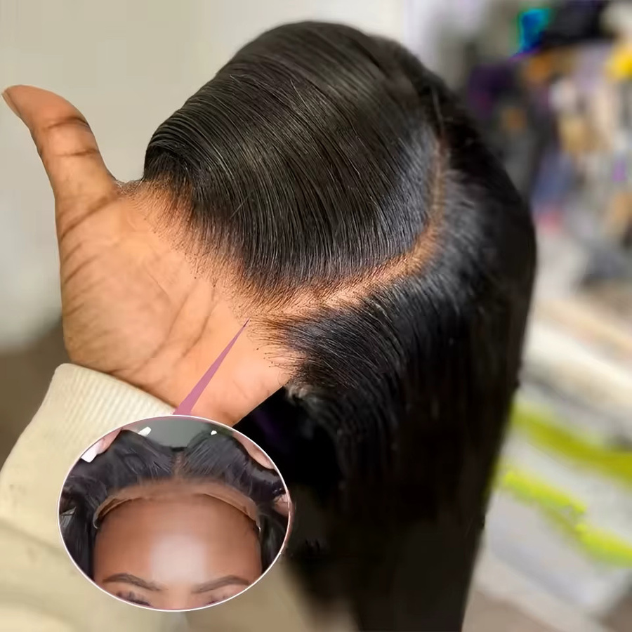 FIUMER Wear And Go 13X4 HD Lace Front Perücke, Brasilianisches Echthaar, Glatt, 200% Dichte, Unisex - Bild 5