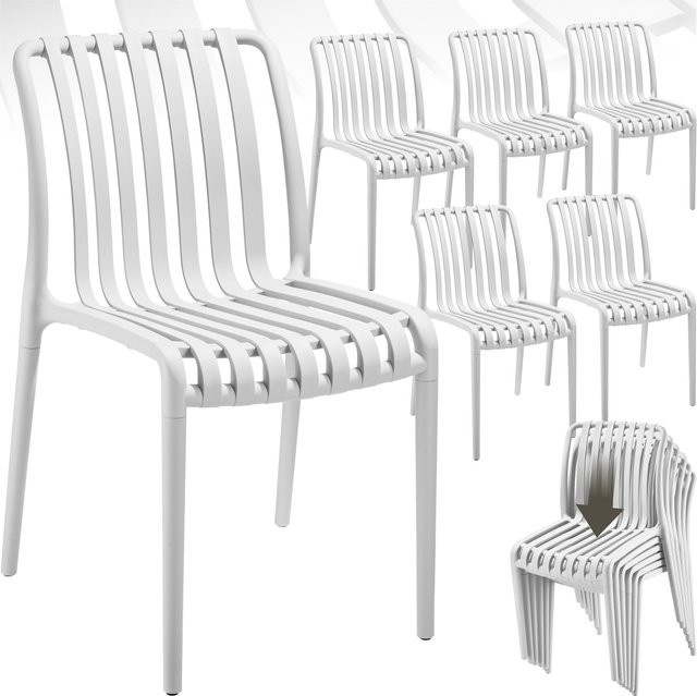 tectake Alcudia Gartenstühle 6er Set Creme, wetterfest und UV-beständig, stapelbar, B/T/H: 47 x 58 x 80,5 cm - Bild 1
