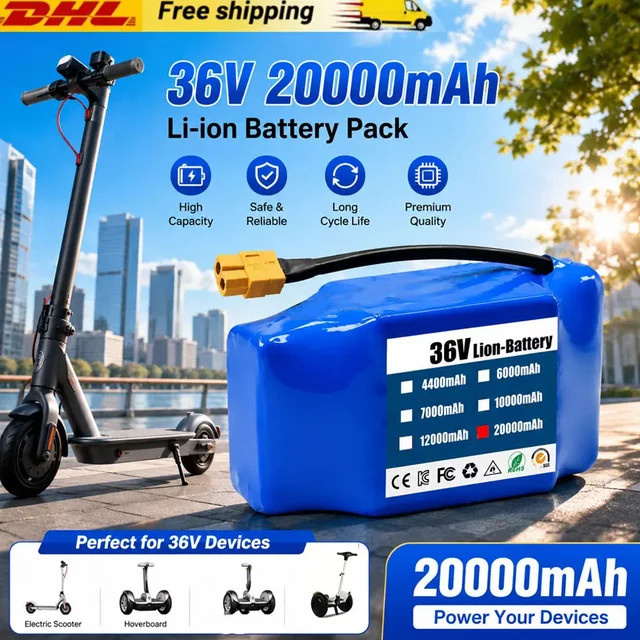 SU Wiederaufladbare Lithium-Batterie 36V 4,4Ah 20000mAh für elektrische Hoverboards in Blau - Bild 1