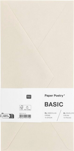 Rico Design Paper Poetry Kuvert Basic DL in Creme, 10 Stück - Bild 1