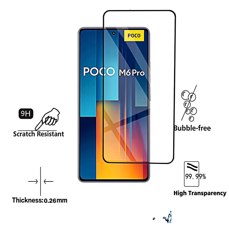 4er-Pack Xiaomi Poco M6 Pro 4G Displayschutzfolien aus gehärtetem Glas, transparent - Bild 3