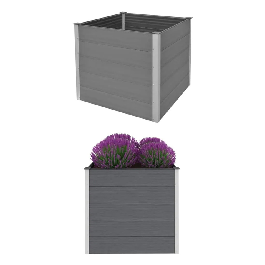 furnicato Garten-Hochbeet aus WPC in Grau, B/T/H: 100 x 100 x 91 cm - Bild 2