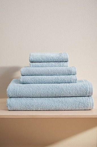 DARCY Handtuch-Set 6er-Pack aus Baumwolle in Blau, bestehend aus Duschtüchern, Badetüchern und Handtüchern, flauschiges Frottier - Bild 1