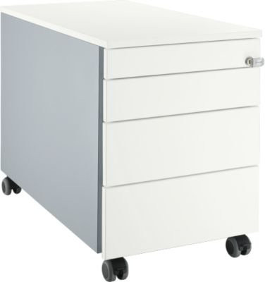 Schäfer Shop Genius Rollcontainer 1233 mit 3 Schubladen und 1 Utensilienauszug, Weiß, B: 43,5 cm, T: 76,5 cm, H: 57,7 cm - Bild 1